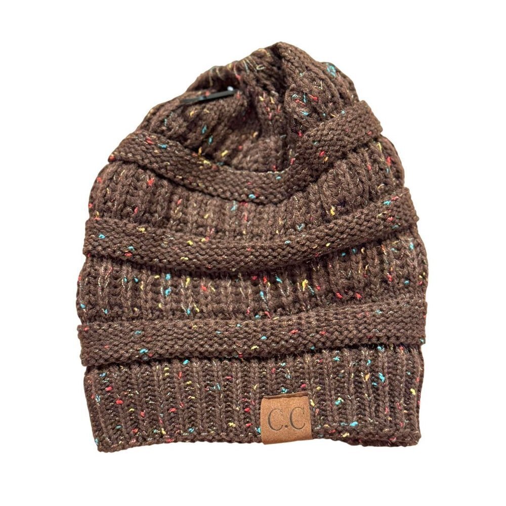 CC Women Ponytail Beanie Lined Brown SKU hat